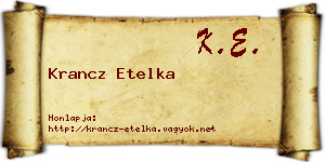 Krancz Etelka névjegykártya